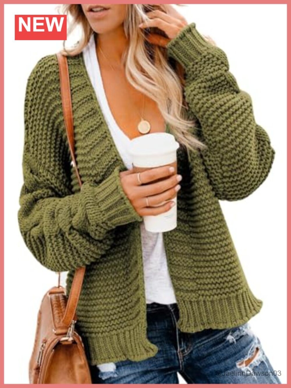 Women's Open Front Chunky Knit Cardigan Loose Fit Long Sleeve Sweater